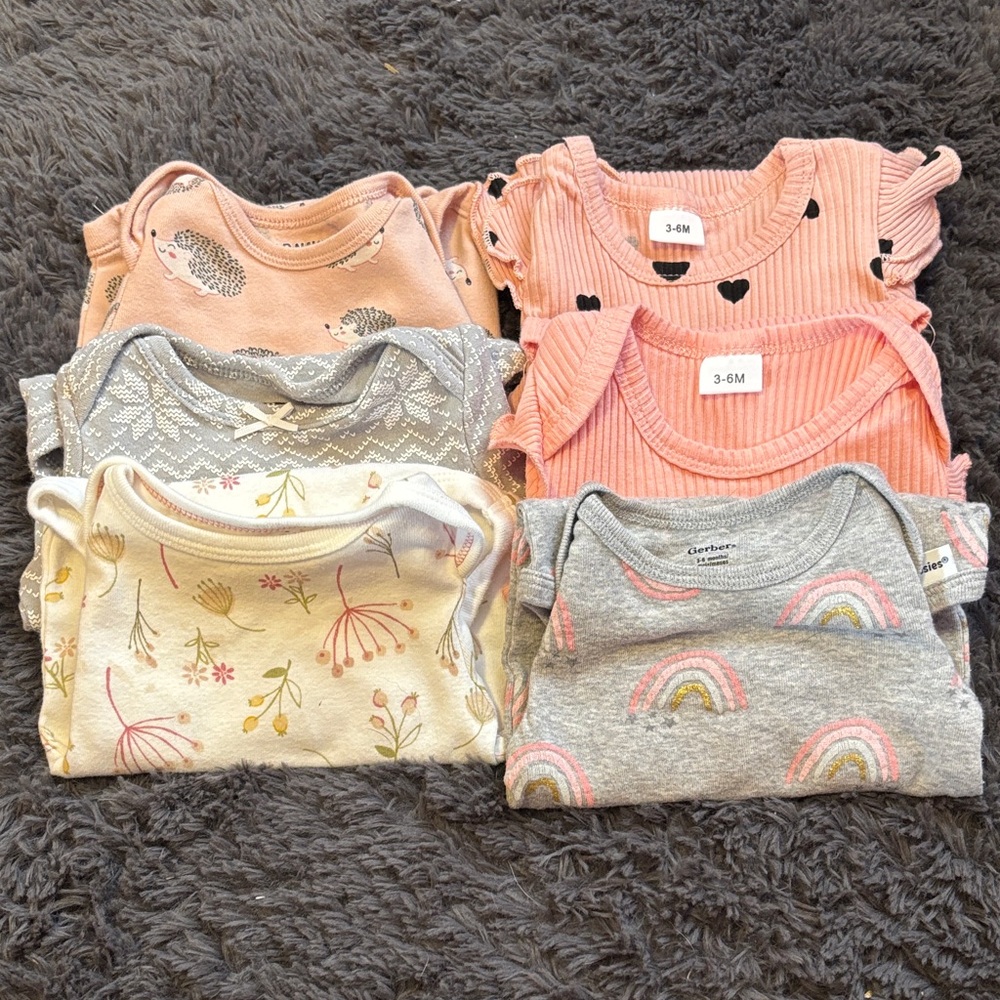 3-6 month lot of long sleeve onesies